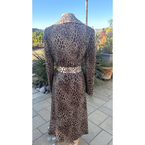 IMagnin Geometric Brown and Cream Trench from the 1960s or 1970s, Size Small ? - Picture 3 of 9